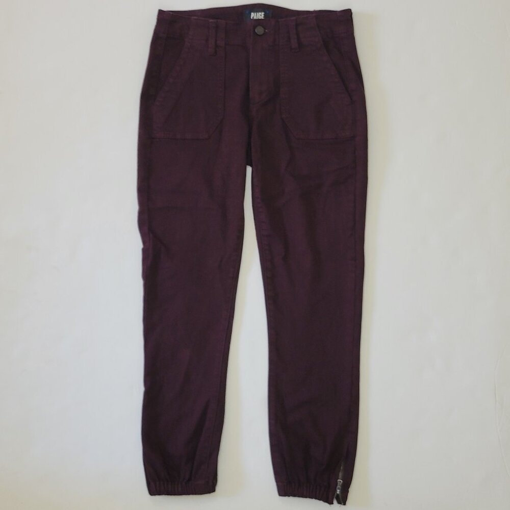 PAIGE Mayslie Cropped Jogger Pant in Vintage Black Cherry Burgundy